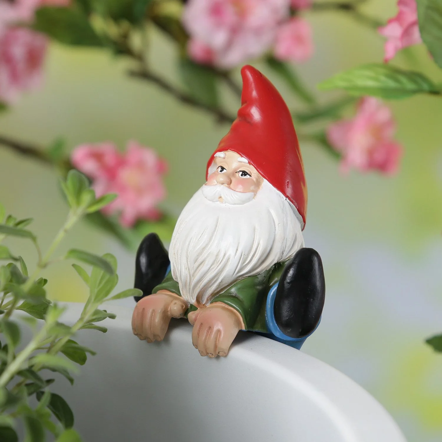 MARELIDA Gartenzwerg – Lustiger Blumentopfhänger, Polyresin, H: 10 cm